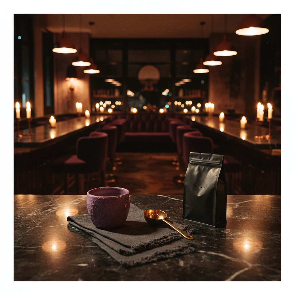 Cup and beans flat lay