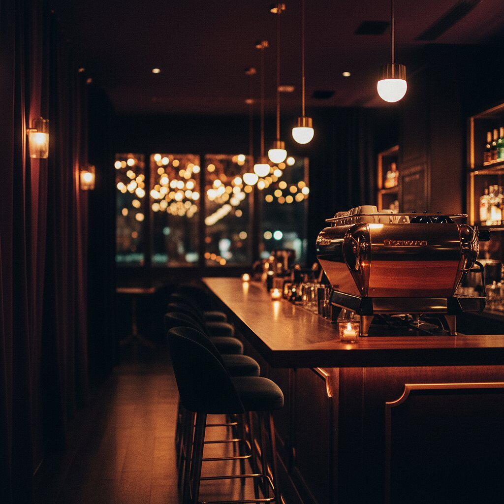 NOCTURNE coffee bar at night
