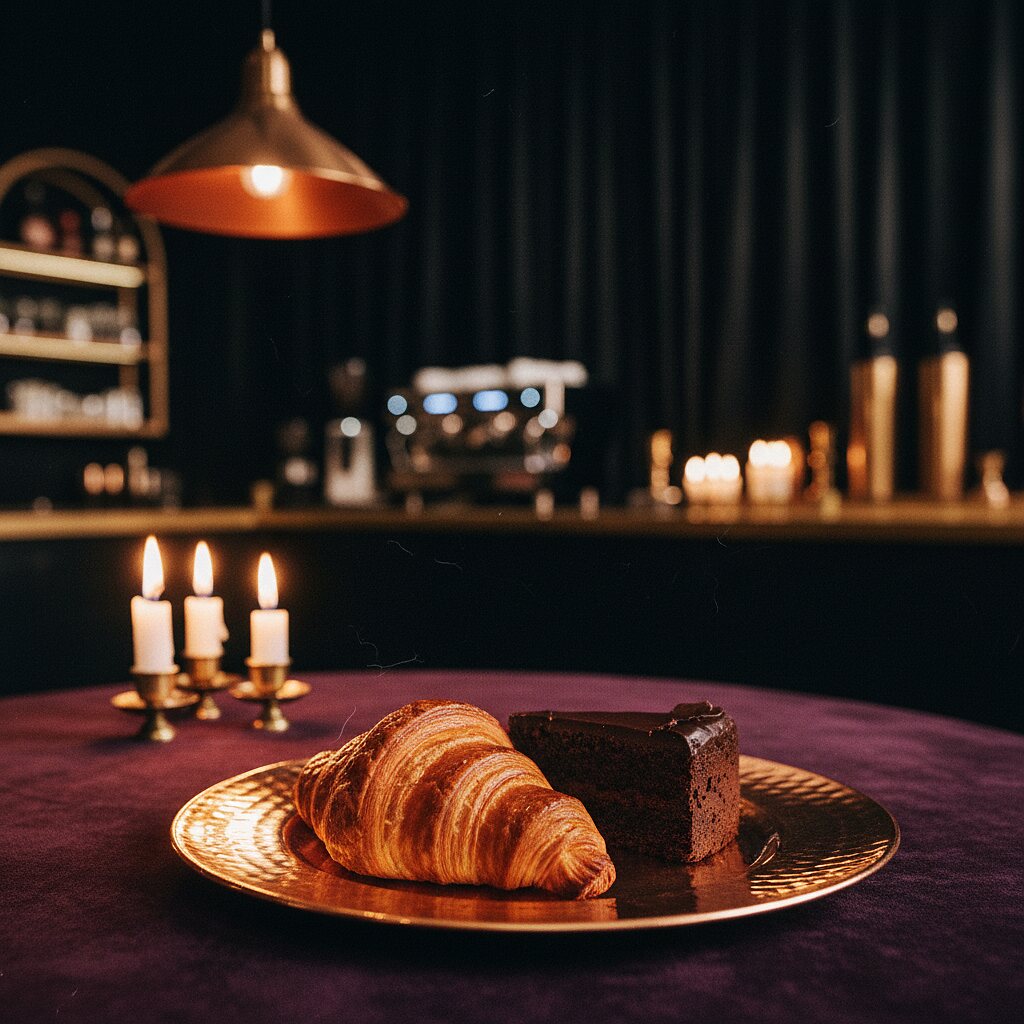Croissant and velvet cake