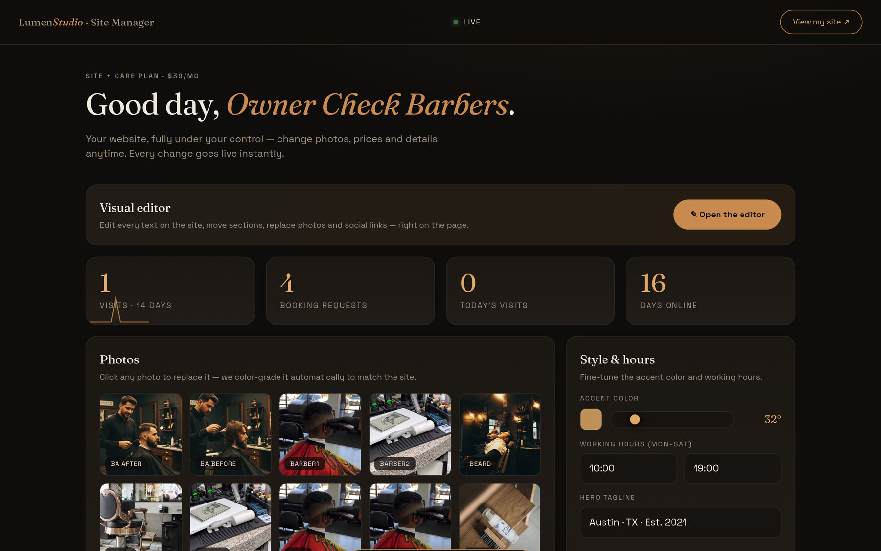 Your own admin panel with bookings calendar