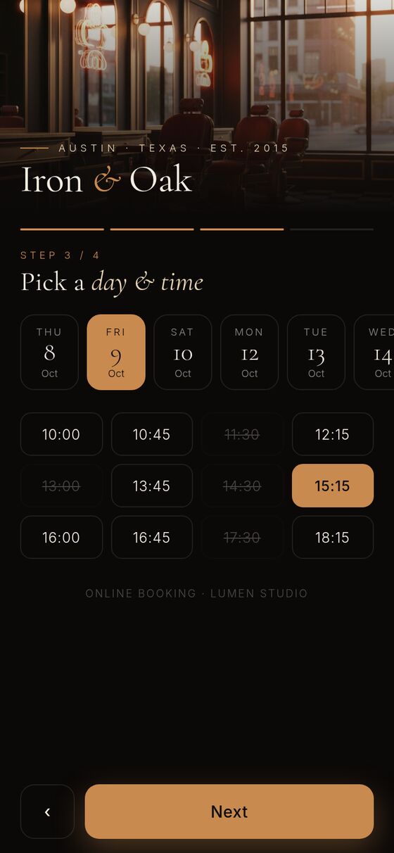 Booking in Telegram: pick a day and a free time
