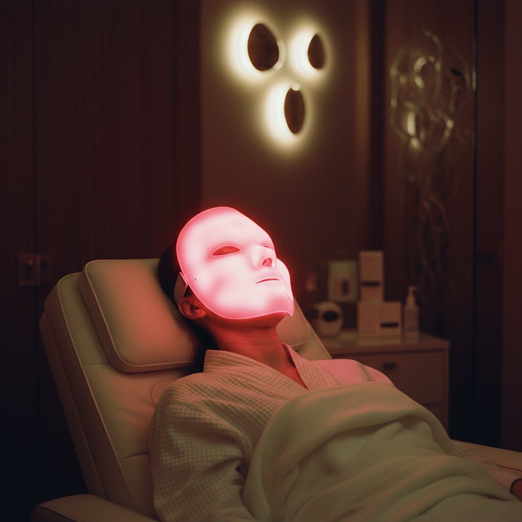 LED light therapy mask treatment