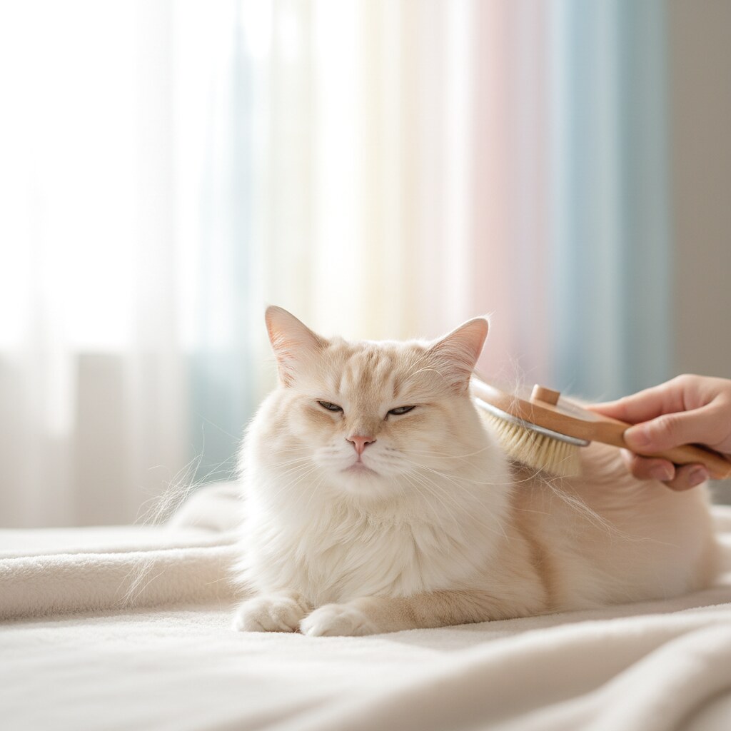 Cat being brushed