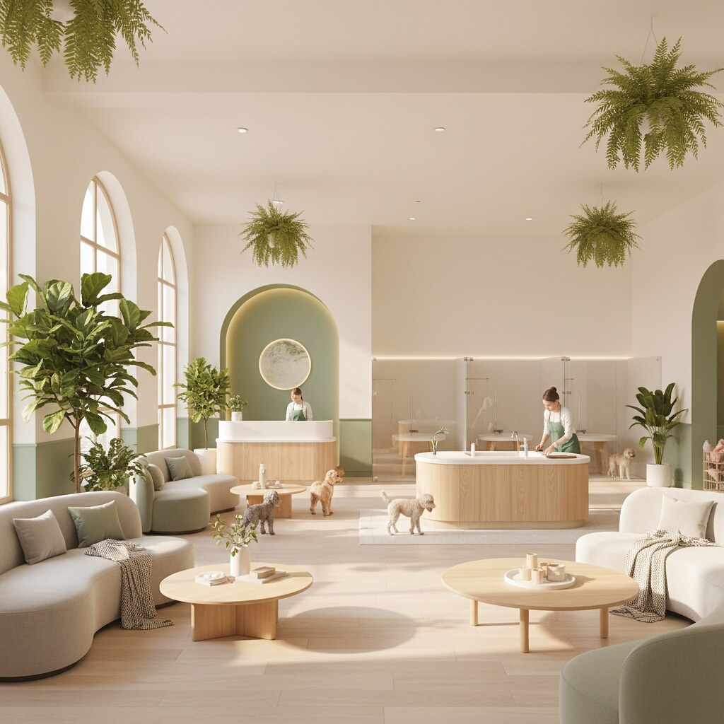 Bright pet studio interior